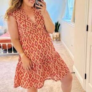 Banjanan Dress Womens Size Small Cotton Gauze tiered Boho paisley Ruffle V Neck